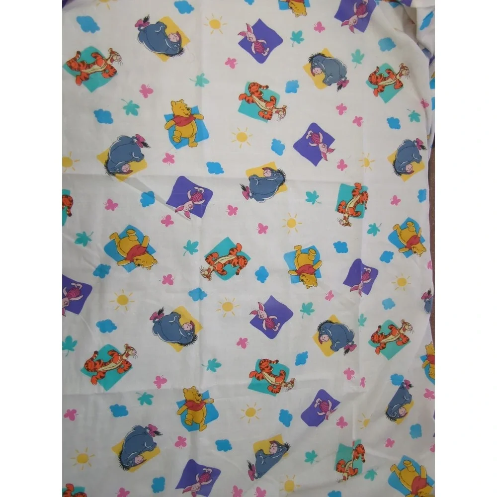 Vintage Winnie the Pooh squares butterflies Fabric piece part of sheet? 41x72 +